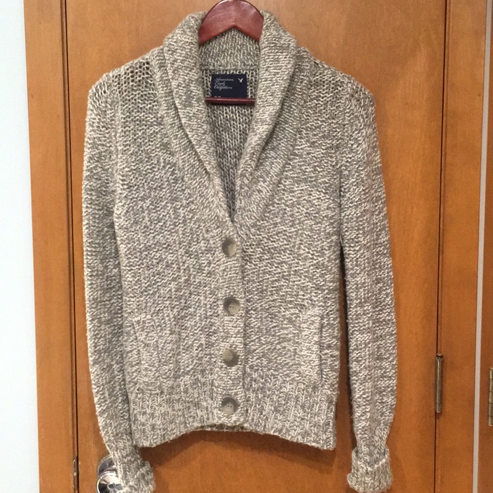 Gray button down sweater